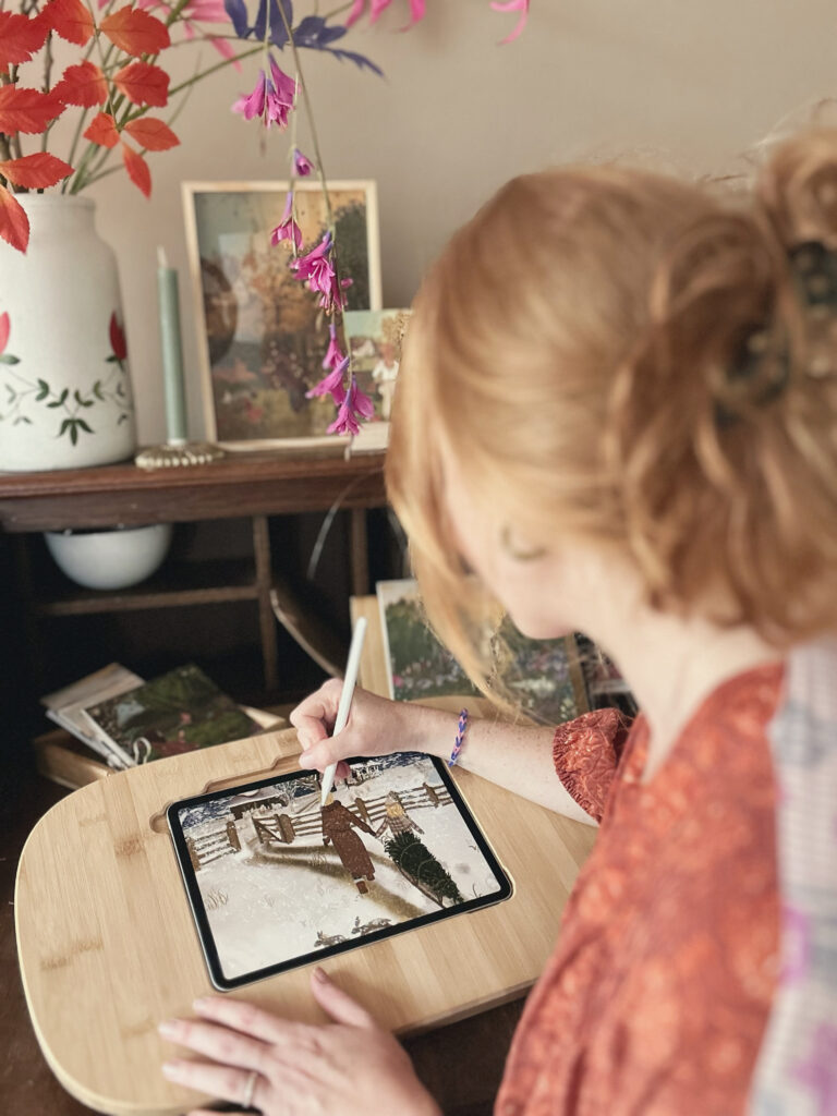 Nicolet working on an illustration