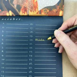 Write with a metallic pen on the darker pages of the calendars