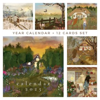 Year Calendar 2025 and 12 Postcards