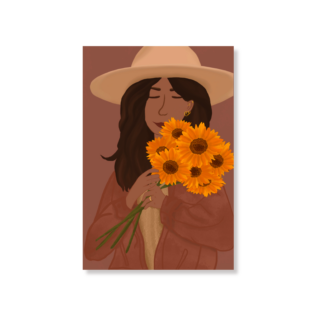 Girl holding Sunflowers