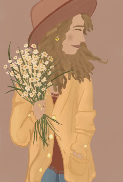 Girl holding Daisies