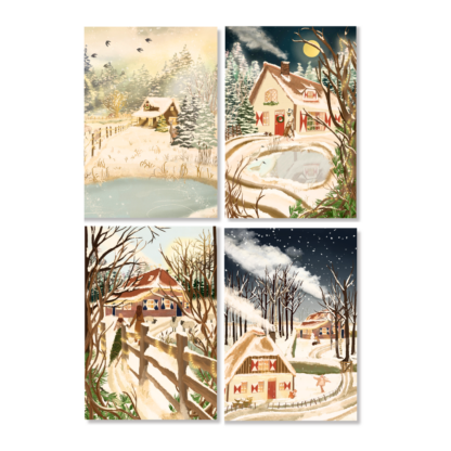 Four Christmas Postcards Studio By Nicolet