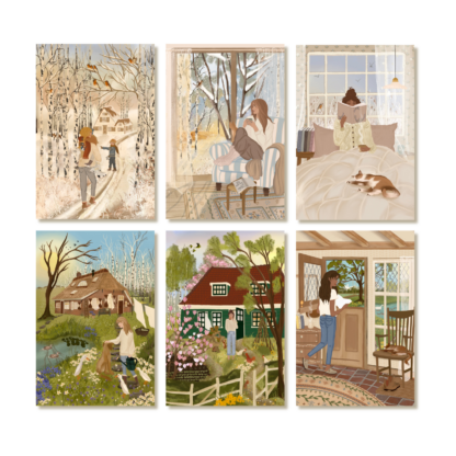 6 Single Postcards set - Alchemy of the seasons - Winter/Spring